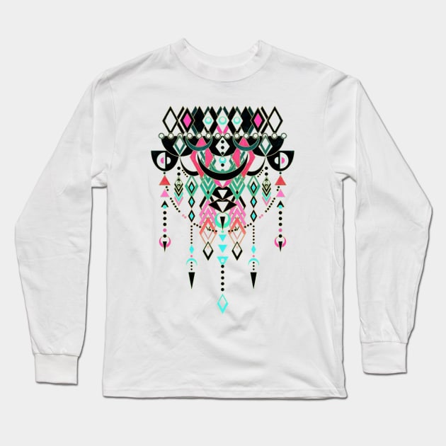 Modern Deco in Pink and Turquoise Long Sleeve T-Shirt by micklyn